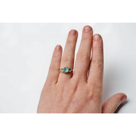 Aquamarine ring natural aquamarine raw stone ring size 3 4 5 6 7 8 9 10 … - Picture 4 of 7